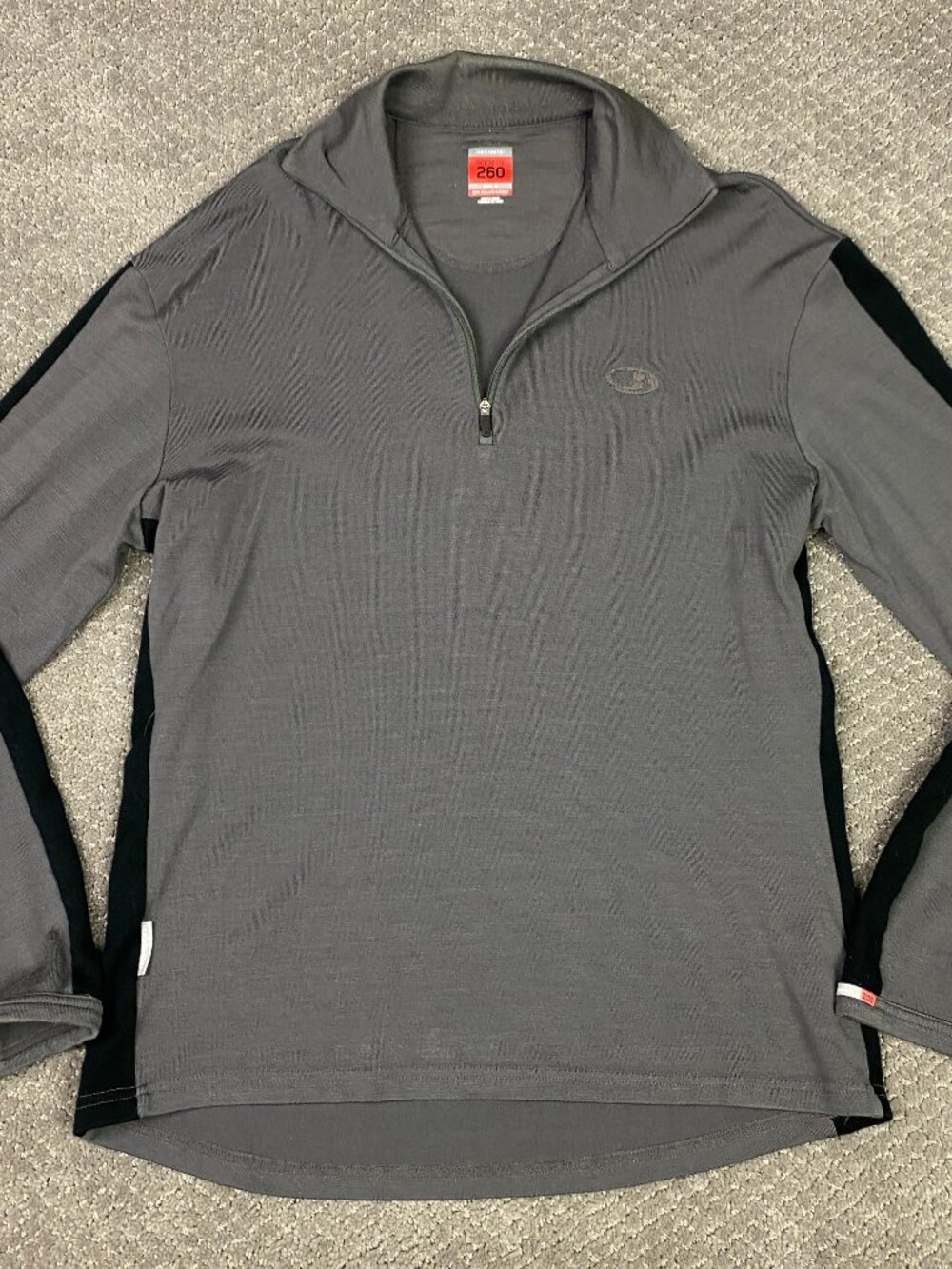 Icebreaker Merino Wool 260 BodyFit 1/4 Zip Pullover Base Layer Mens Medium Gray